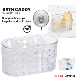 Caddy Bath w Suction Hooks Big Clear