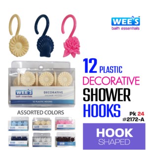 Shower Curtain Hooks Set 12Pc Asstd Shaped PP