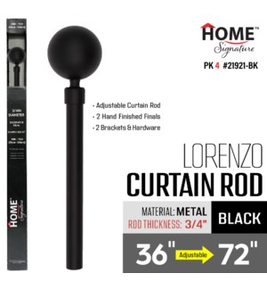 Curtain Rod Lorenzo 36-72" (3/4") Black