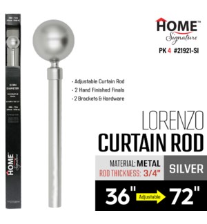 Curtain Rod Lorenzo 36-72" (3/4") Silver