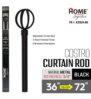 Curtain Rod Costro 36-72" (3/4") Black