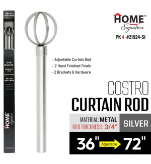 Curtain Rod Costro 36-72" (3/4") Silver