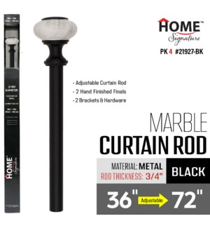 Curtain Rod Marble 36-72" (3/4") Black