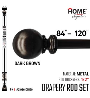 Curtain Rod Sphere 84-120" (1/2")D.Brown