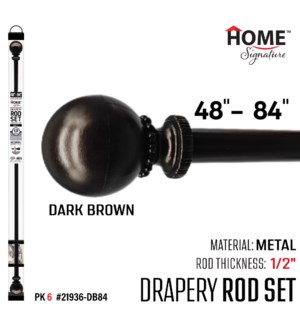 Curtain Rod Sphere 48-84" (1/2") D. Brown