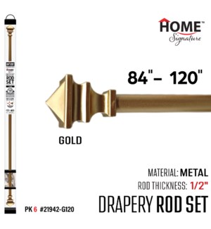 Curtain Rod Tower 84-120"(1/2") Gold