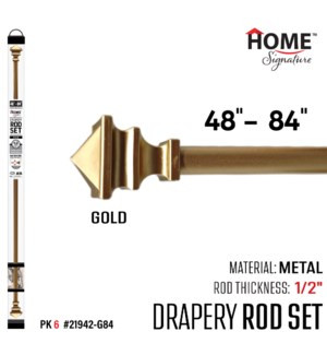 Curtain Rod Tower 48-84"(1/2") Gold