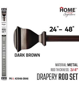 Curtain Rod Dixie 24-48"(3/4") Dark Brown