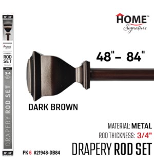 Curtain Rod Dixie 48-84"(3/4") Dark Brown