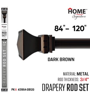 Curtain Rod Emboss Square84-120"(3/4") Dark Brown