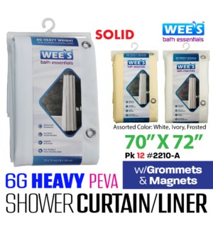 Shower Curtain PEVA Liner 70x72" 6G Colors