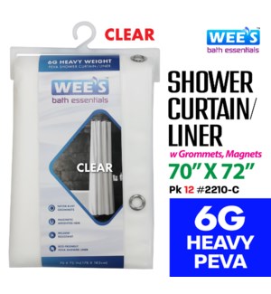 70x72" Clear 6G PEVA Shower Curtain Liner