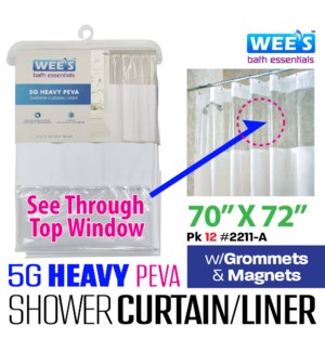 Shower Curtain PEVA Liner 70x72" 5G Colors