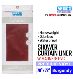 Shower Curtain Liner w magnets PVC 70x72" Burgundy