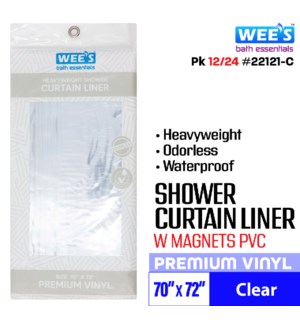 Shower Curtain Liner w magnets PVC 70x72" Clear