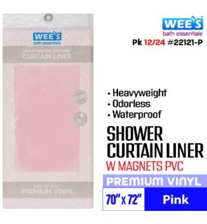 Shower Curtain Liner w magnets PVC 70x72" Pink