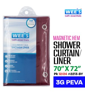 Shower Curtain Liner w magnets 70x72" 3G Burgundy