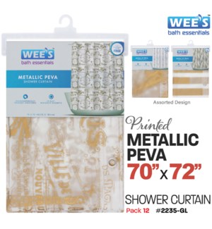 Shower Curtain Peva Printed Metallic 70x72"