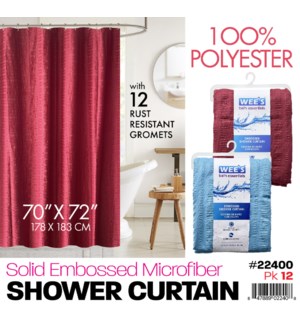 Shower Curtain w Grommets 70x72" Solid Embossed