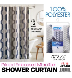 Shower Curtain w Grommets 70x72" Printed Embossed