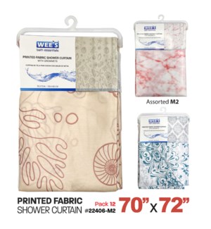 Shower Curtain Printed Polyester 70x72" Assorted M2