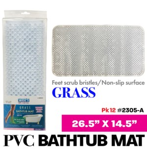 Bath Mat 26.5x14.5" Grass PVC (Wht/Clear)