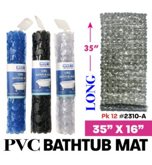 Bath Mat 34.5x15.5" Pebbles Long PVC (Clear/Clr Blue/Clr Blk)