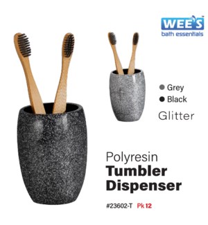 Polyresin Tumbler Dispenser - Glitter Black & Grey