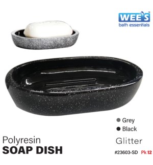 Polyresin Soap Dish - Glitter Black & Grey