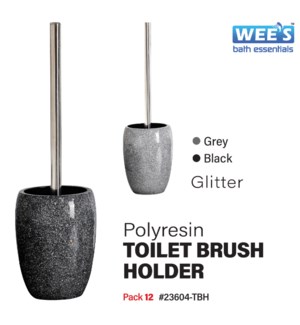 Polyresin Toilet Brush Holder - Glitter Black & Grey