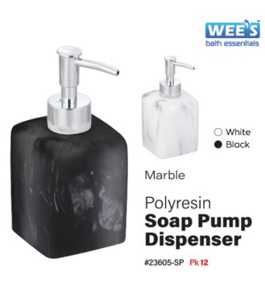 Polyresin Soap Pump Dispenser - Marble Black/White