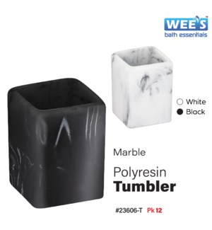 Polyresin Tumbler - Marble Black/White