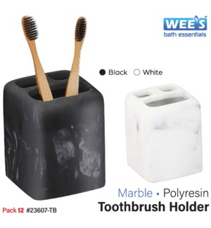 Polyresin Toothbrush Holder - Marble Black/White