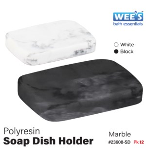 Polyresin Soap Dish Holder - Marble Black/White