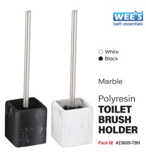 Polyresin Toilet Brush Holder - Marble Black/White