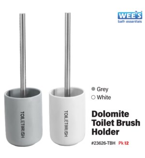 Dolomite Toilet Brush Holder w Decal- Wht/Grey