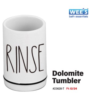 Dolomite Tumbler (Rae Dunn) - Wht w Letters