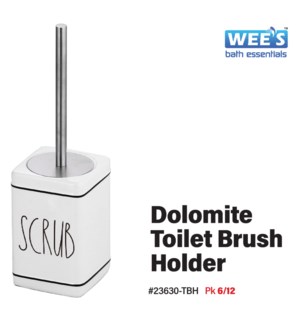 Dolomite Toilet Brush Holder (Rae Dunn)- Wht w Letters