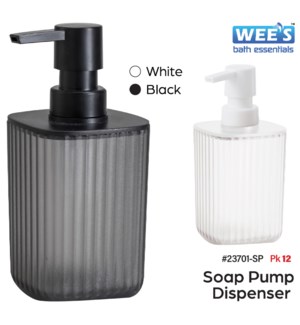 Plastic PS Soap Pump Dispenser - Frosted Wht/Blk