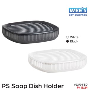 Plastic PS Soap Dish Holder - Frosted Wht/Blk