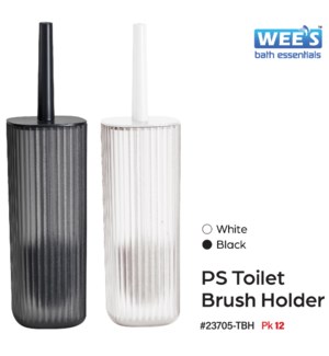 Plastic PS Toilet Brush Holder - Frosted Wht/Blk