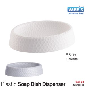 Plastic PS Soap Dish Dispenser - Wht/Gry