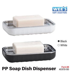 Plastic PP Soap Dish Dispenser - Wht/Blk