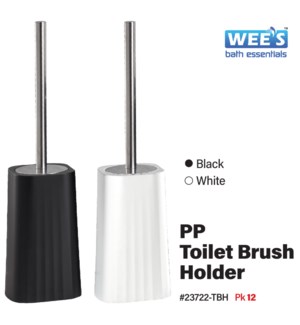 Plastic PP Toilet Brush Holder - Wht/Blk