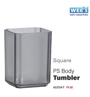 Plastic PS Square Tumbler Frosted Blk w Bamboo