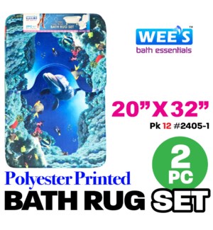 Bath Mat Set 20x31.5" 2Pc Printed Asstd Colors