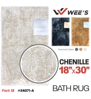 Bath Rug 18x30 1Pc Chenille Asst Colors