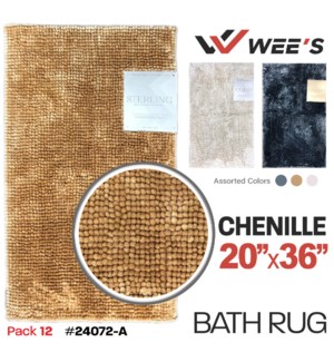 Bath Rug 20x36 1Pc Chenille Asst Colors