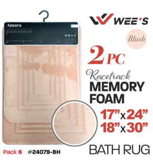 Bath Rug Set 2Pc Memory Foam(Racetrack) - Blush