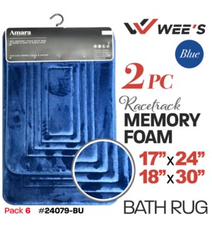 Bath Rug Set 2Pc Memory Foam (Racetrack) - Blue